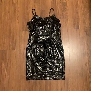 Two Never Worn- Black Faux Leather Dress (M, L)